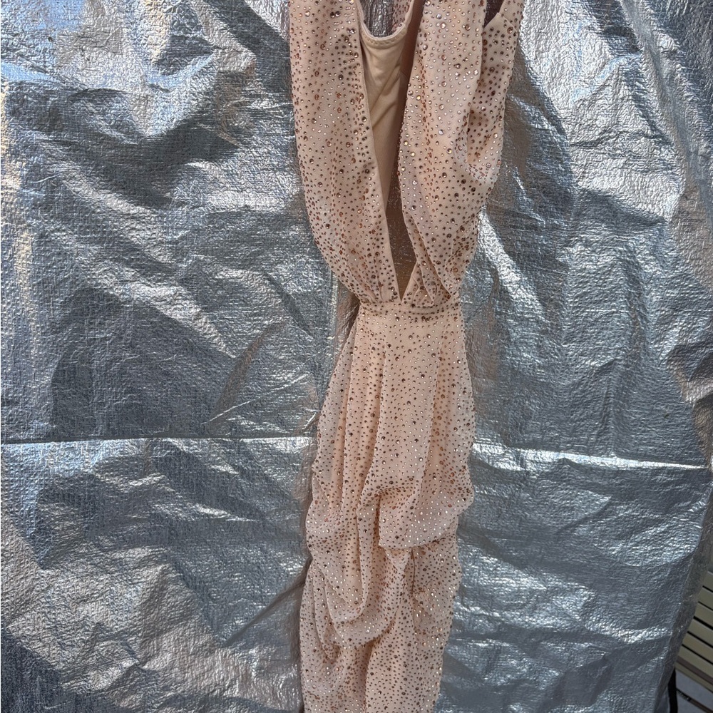 Oh Polly Sparkling Nude Backless Dress